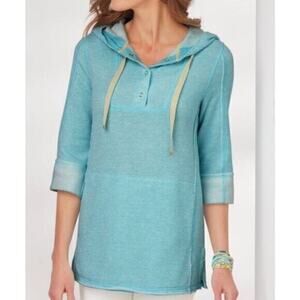 Soft Surroundings Bali Beach pullover hoodie coverup tunic top M
